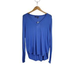 Lauren Ralph Lauren Blue Modal Silk Blend V Neck Lightweight Sweater